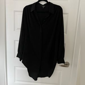 Women’s Express black long sleeve long button up blouse